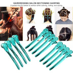 Hair Styling Clips, ANGGREK 12pcs/Box Hair Styling Clips Hairdressing Salon Sectioning Hairpins Duck Billed Hair Cutting Clips for Thick and Thin Hair Salon Styling 6 Colors(green)