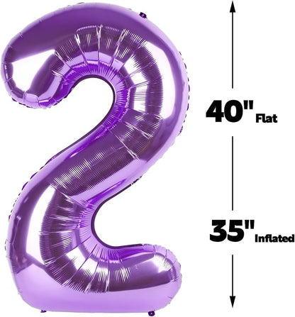 Purple Number 2 Balloon 40 inch, Balloon numbers party supplies, deco photo - Image 2