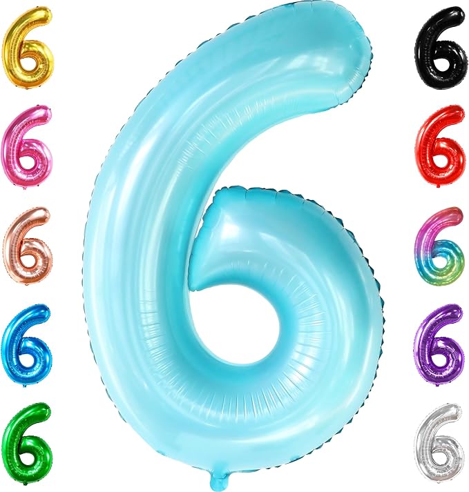 KatchOn Giant Light Blue Number 6 Balloon by KatchOn