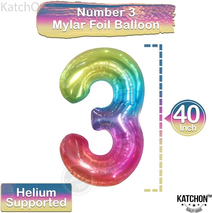 KatchOn, Giant Jelly Rainbow Number 3 Balloon - Image 2