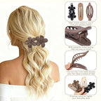 12 PCS Flat Hair Clips - 3 Styles Matte Flat Claw Clips Set Duckbill Barrettes for Women, No-Slip Strong Hold for Thin and Thick Hair, Hair Accessories for Girls Gift (Brown)