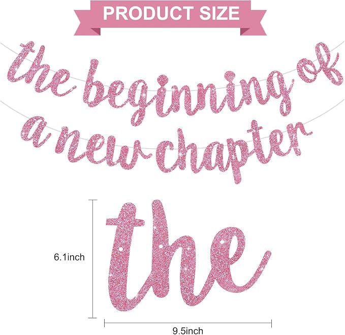 BEISHIDA Pink Pre-Strung Glitter The Beginning of A New Chapter Banner | - Image 3