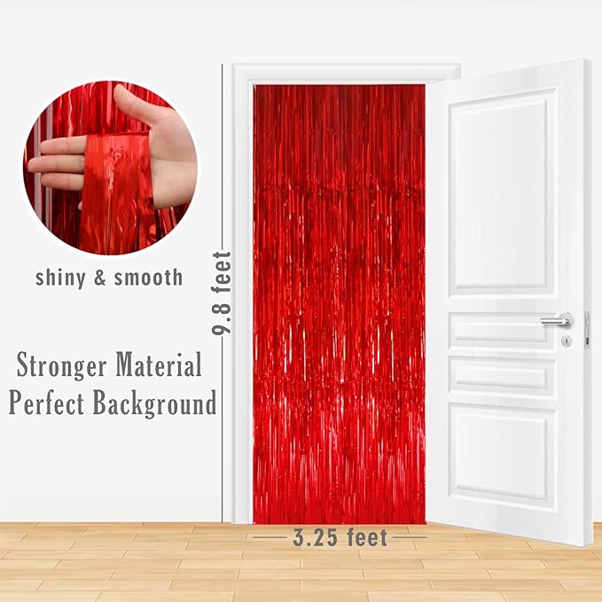GOER 3.2 ft x 9.8 ft Metallic Tinsel Foil Fringe Curtains Party Photo Backdrop - Image 2