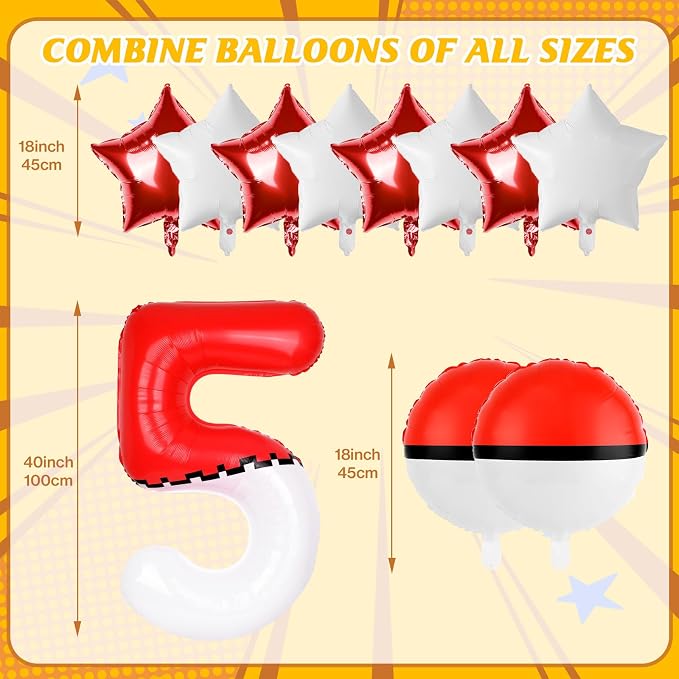 40 Inch Red & White Cartoon Themed Theme Number Balloon, Number Block Foil - Image 2