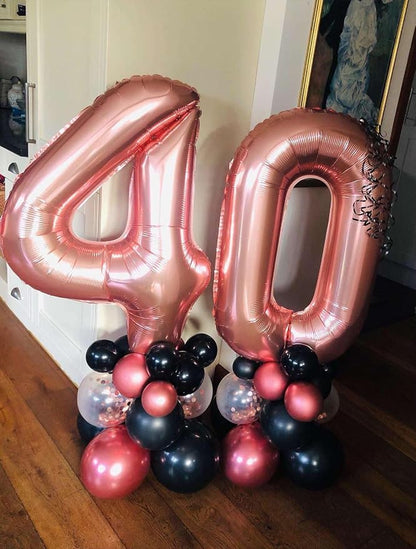 Rose Gold 40 Number Balloons, 40 Inch Giant Number 40 Balloons Foil Mylar - Image 7