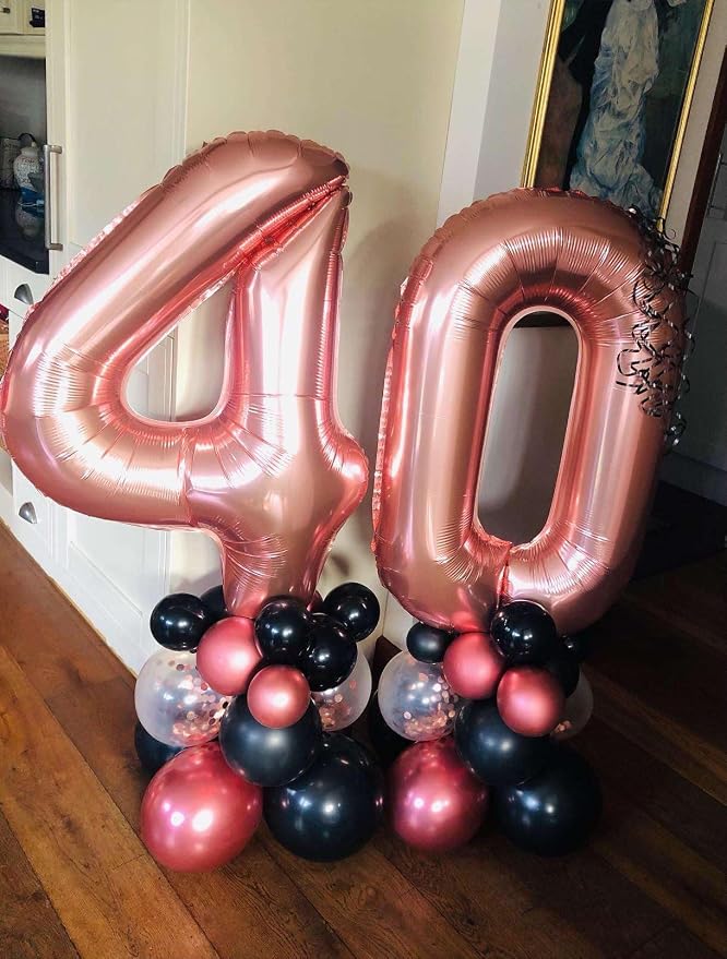 Rose Gold 45 Number Balloons, 40 Inch Giant Number 45 Balloons Foil Mylar - Image 6