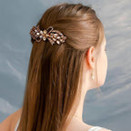 Joez Wonderful Rhinestone Hair Clip Sparkly Crystal Barrettes French Wedding Prom Engagement Pageant First Communion Hair Decorative Accessories for Women Long Hair (Bow Champagne 1 Pcs)
