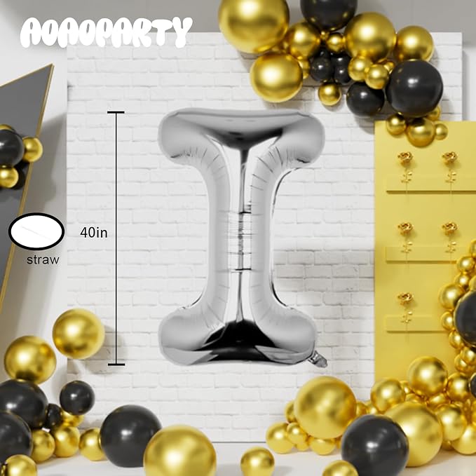 Letter Balloons Silver 40 Inch I Large Big Foil Mylar Balloon | - Image 6