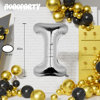 Letter Balloons Silver 40 Inch I Large Big Foil Mylar Balloon | - Image 6