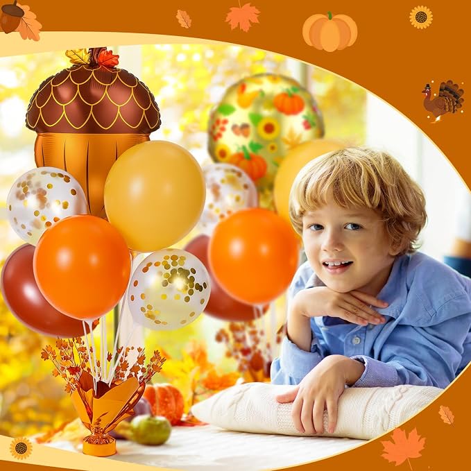 Civaner Thanksgiving Turkey Party Balloons Stand Kit 6 Sets, 36 Latex & 6 Foil - Image 5