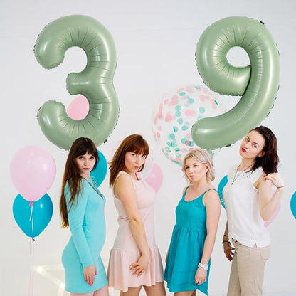 TONIFUL 40 Inch Sage Green Large Number 9 Balloon - Image 6