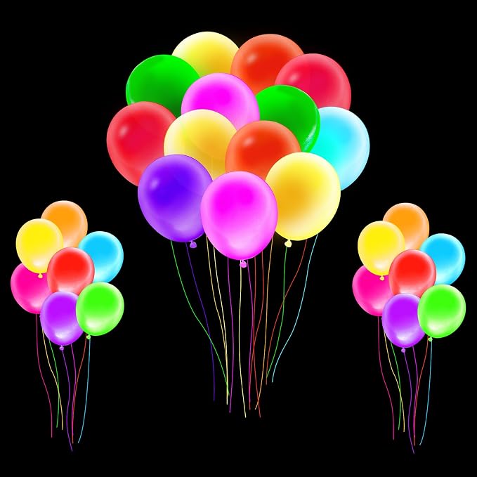 Voircoloria 105pcs UV Neon Black Light Party Latex Balloons, 10inch | Glow in - Image 7