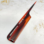 #22 Handmade Narrow Tooth Rat Tail Comb Tortoise Havana Acetate Fine Straight Thin Detangling Parting Grooming Teasing Hair Styling Hairdresser Barber Hairdressing Wet Dry Pocket Women Men Kids