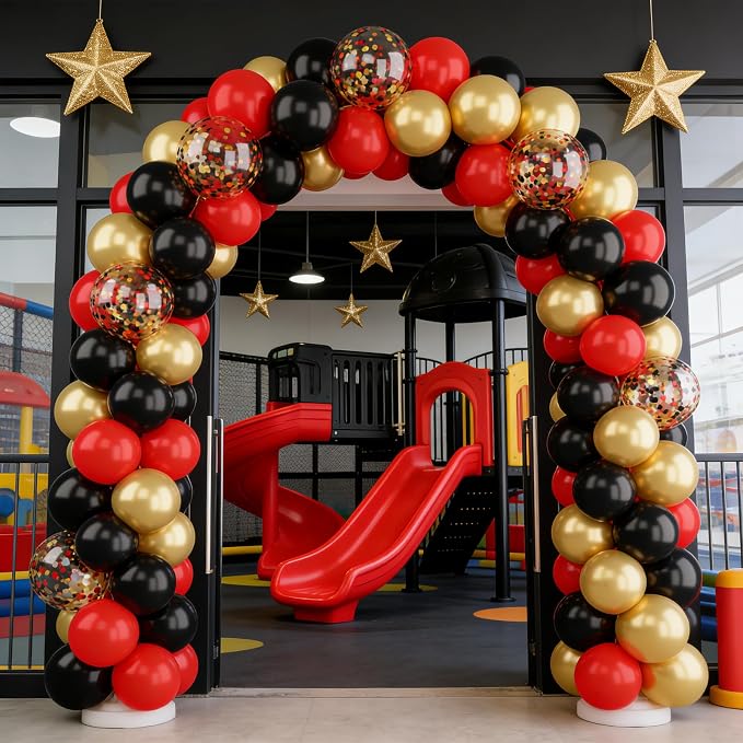 Patimate Red Black Gold Balloons Set 50Pcs 12 Inch Latex Party Balloons | Red - Image 3