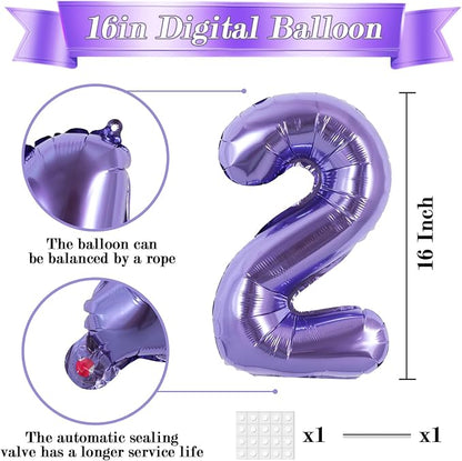 TONIFUL Number Balloon 16 Inch 10 Pcs Purple 0-9 Birthday Number Balloons | - Image 2