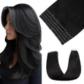 Pinkpearl Invisible Tape in Hair Extensions Human Hair, 20pcs 22inch 60g #1B Natural Black Injection Tape in Extensions Real Remy Straight Seamless Silky Human Hair Injected