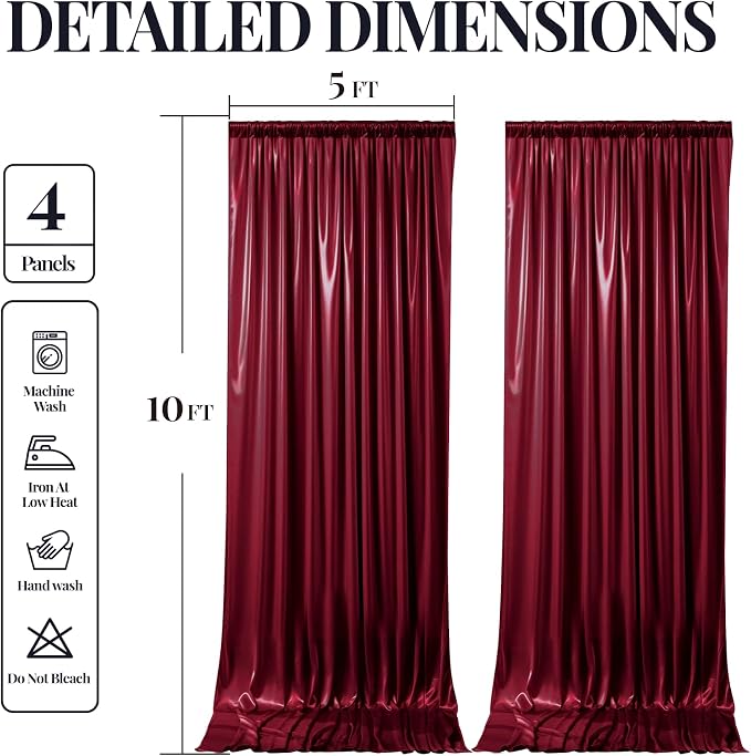 20x10ft Burgundy Glitter Backdrop Curtain - Image 9