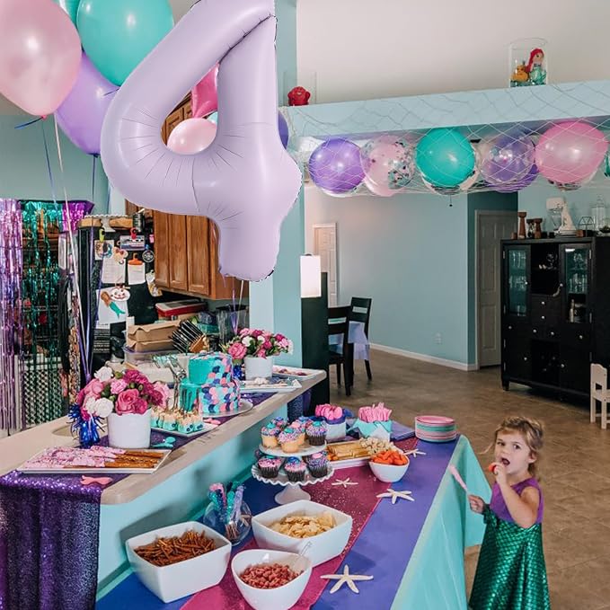 TONIFUL 40 Inch Pastel Purple Number 4 Balloon – Big Lilac Mylar Foil Number - Image 5