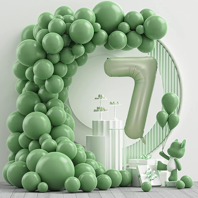 Number 7 Balloon, 40-Inch Sage Green Number Balloon | 40-inch foil balloon - Image 2