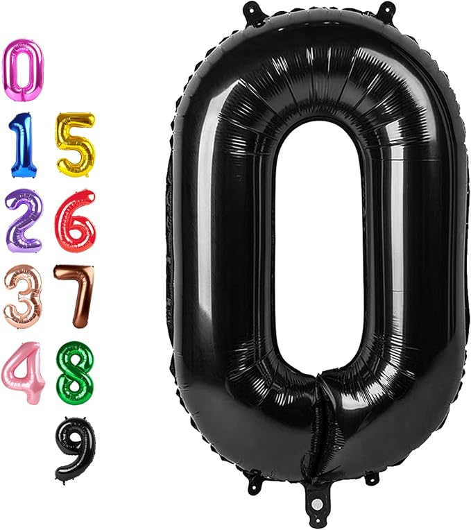 0 Balloon 40 inch Black Number Balloons by Enyeopd