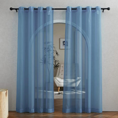 NICETOWN Voile Sheer Stone Blue Curtains 84 Inches Long, Grommet Airy & by NICETOWN