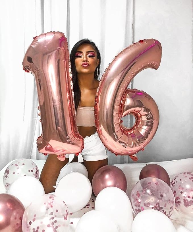 Number Balloon Rose Gold Number 16 - Image 2