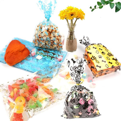 Coqofa 100 Pcs 6"X10" Dog Paw Bone Cellophane Treat Bags - Image 5