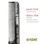 Kent 20T Black Graphite Handmade Folding Pocket Comb for Men, Fine Tooth Hair Comb Straightener for Everyday Grooming Styling Hair, Beard or Mustache, Use Dry or with Balms, Saw Cut, Made in England