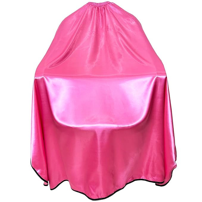 Salon Styling Capes for Clients, Hair Dye Cutting Capes with Elastic Hooks, Waterproof Light Weight Satin Sheen Styling Cape Barber Gown for Stylist, 63”*56”(Pink)
