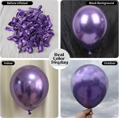 Metallic Purple Balloons 50Pack 12 Inch Chrome Purple Latex Party Balloons - Image 2
