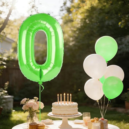 40 Inch Number 0 Balloons for Birthday Party Decorations, 0-100 Fruit Green - Image 3