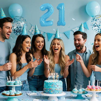 TONIFUL Number Balloon 16Inch 10 Pcs Baby Blue 0-9 Birthday Number Balloons | - Image 6