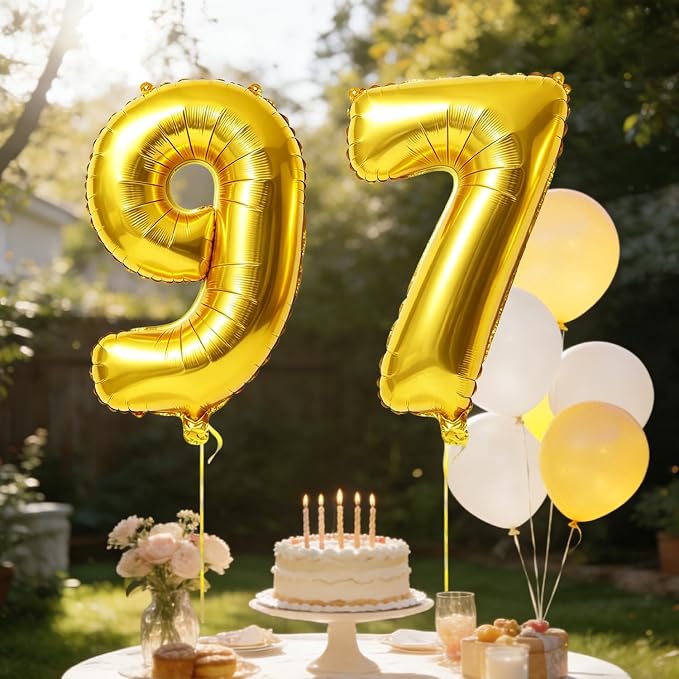 40 Inch Number 97 Balloons for 97th Birthday Party Decorations, 0-100 Gold - Image 3