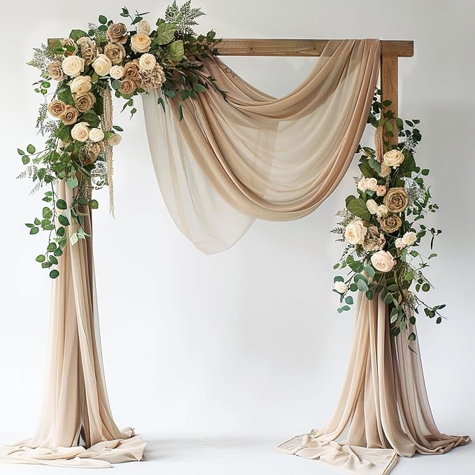 Nude Wedding Arch Draping Fabric Backdrop Drapes Sheer 28.7" x 20FT | Sheer by Wokceer