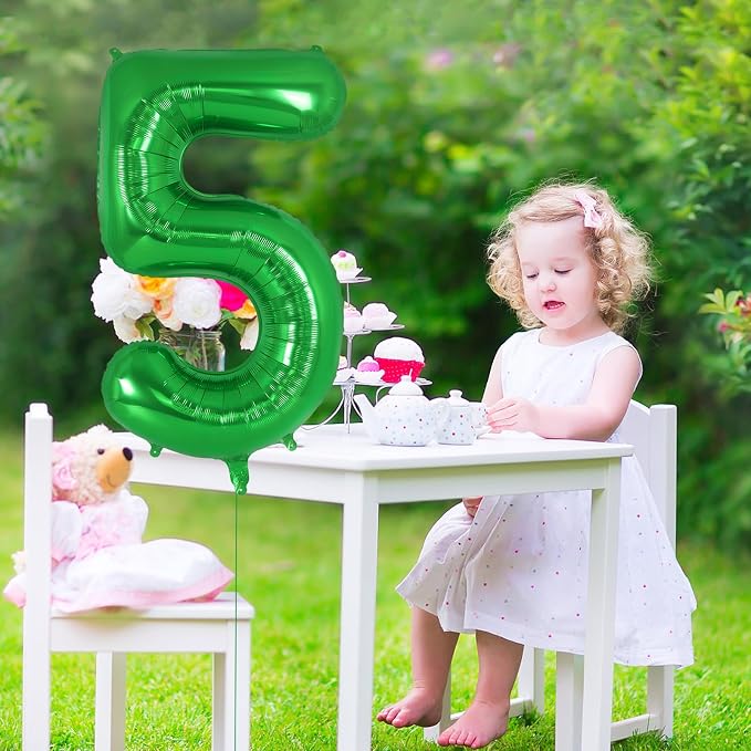 Dark Green Number 5 Balloon 40 Inch, Big Large Foil Helium Number Balloons - Image 4