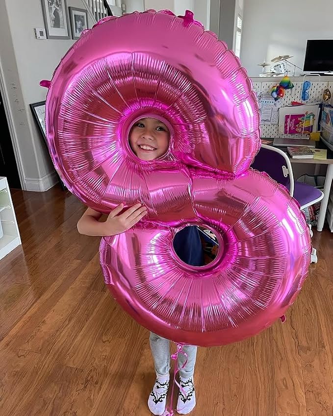 7 Balloon - Pink Birthday Number Balloons, 40 Inch Decorations Men Women | Pink - Image 8