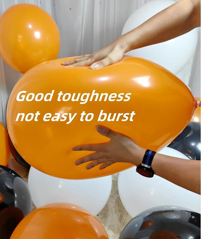 90 Pack Black White Orange Balloons 18 inch Latex Party Balloon Bulk - Image 3