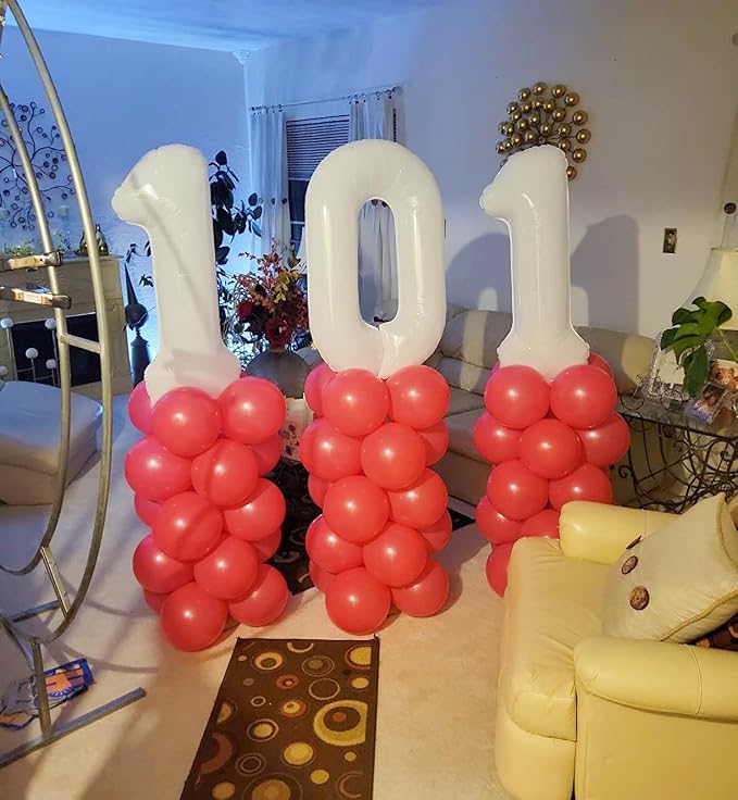 Number 0 Balloon Birthday Decorations, 40In White Balloons - Image 3