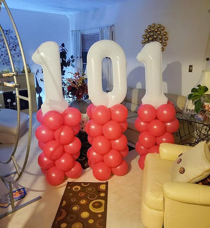 Number 0 Balloon Birthday Decorations, 40In White Balloons - Image 3