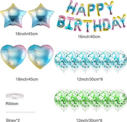CANREVEL Happy Birthday Banner Decoration + 29pcs Star Balloons, Gradient | - Image 2