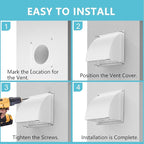 4 Inch Dryer Vent Cover Outside, HG Power Metal Exterior Vent Cover with Removable Screen & Cushioned Non-Return Flap, Air Wall Vent for House, Range Hood, AC, Opening Diameter: 3.81" White