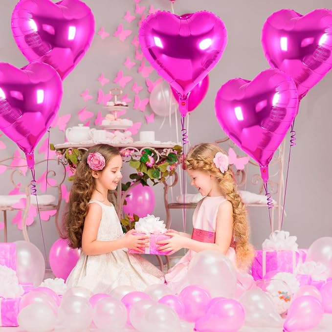 12 Pcs Rosered Heart Balloons, 18 Inch Heart Foil Balloons Love Balloon - Image 3