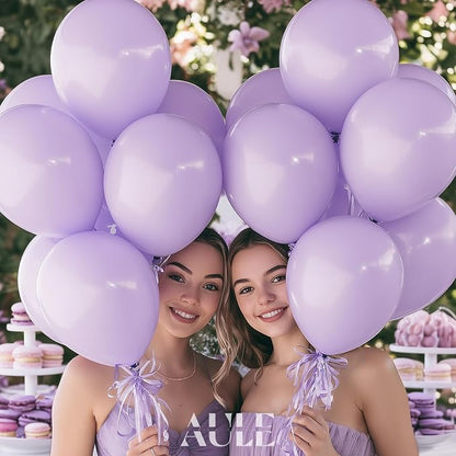 AULE 50Pcs Latex 12 Inch Macaron Purple Balloons Lavender | Helium Party Happy - Image 4