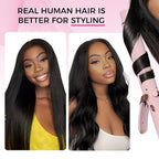 Lashey Seamless Clip in Hair Extensions Human Hair Extensions, 180g 9pcs Straight Natural Black Fuller Real Human Hair Clip in Extensions 20 Inch