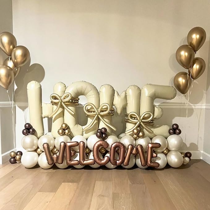Cream HOME Balloons, 40 Inch Welcome HOME Letter Balloon Beige - Image 7