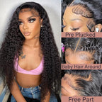 Deep Wave 13X6 HD Lace Front Wigs Human Hair Pre Plucked Brazilian Virgin Deep Curly Wigs with Baby Hair for Black Women Natural Black Color 200% Density 20 Inch