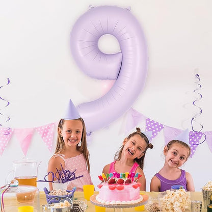 Light Purple Number 9 Balloon, 40 Inch Big Large Foil Helium Number Balloons - Image 4