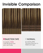 Youngsmile Injection Tape in Hair Extensions Human Hair #4/27/4 Chocolate Brown to Caramel Blonde 20pcs 40g 18 Inch Balayage Injected Tape in Hair Extensions Straight Remy Human Hair (#4/27/4,18'')