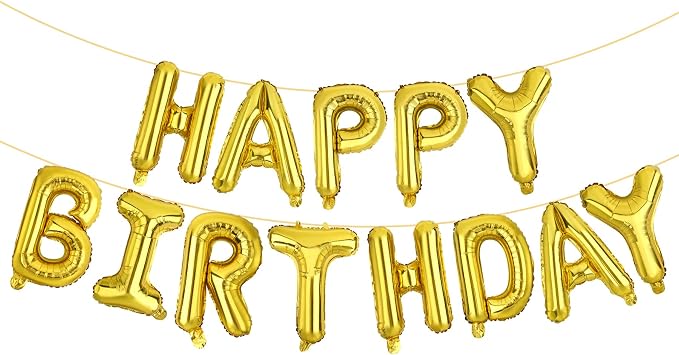 LIOZEOKUN Happy Birthday Balloon Letters 16 inch Mylar Foil Birthday Balloons by LIOZEOKUN