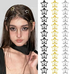 Star Hair Clips 2000s Y2K Black Gold Silver Star Hair Accessories Snap Hair Barrettes Non Slip Metal Hair Clips for Girls Women -30 PCS 1.18"